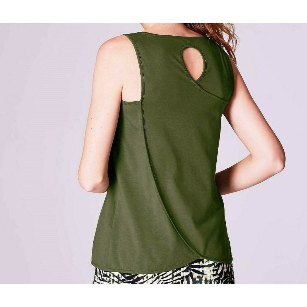 J Jill Tank Top NEW Green XL Fit Progress Cami Keyhole Wrap Relaxed Shell